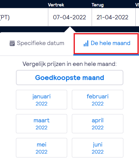 Skyscanner flexibele data